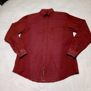 Timberland Men's Red Plaid Shirt Size M Button Down Collar Long Sleeve